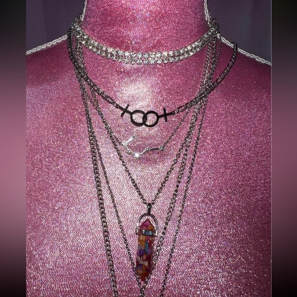 silver y2k emo necklaces (read description) - Picture 1 of 3